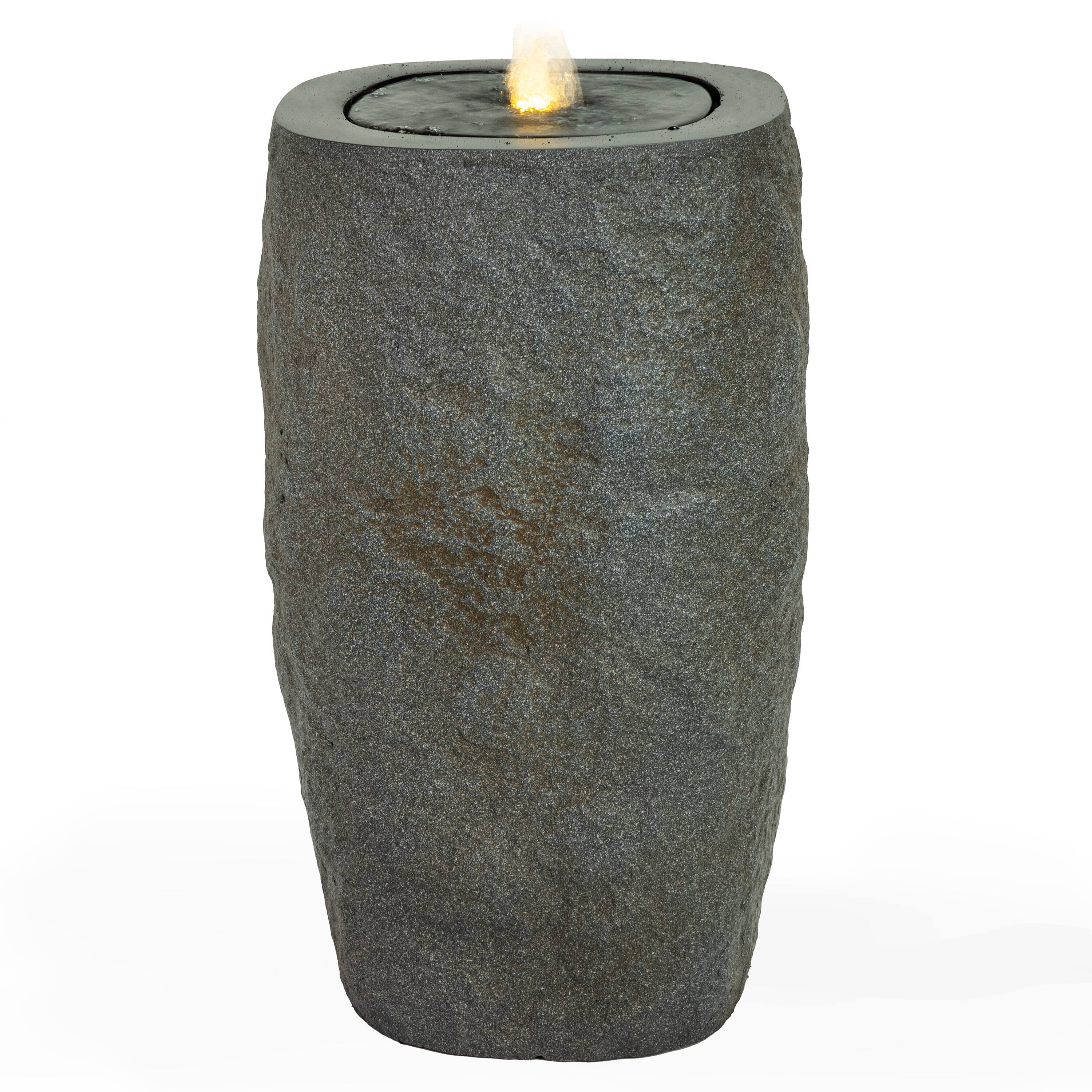 Alt View 7. Sunnydaze - Cylinder Polystone Outdoor Bubble Fountain - Gray.