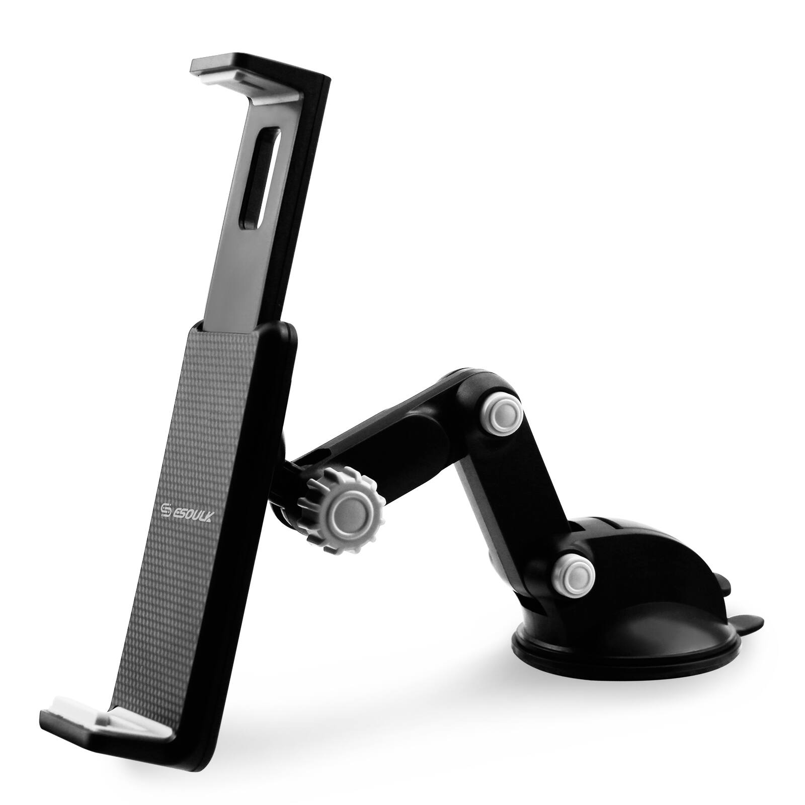 Angle. Esoulk - Tablet and iPad Stand Holder Suction Mount For Car Dashboard Windshield Home Office Use - Black.