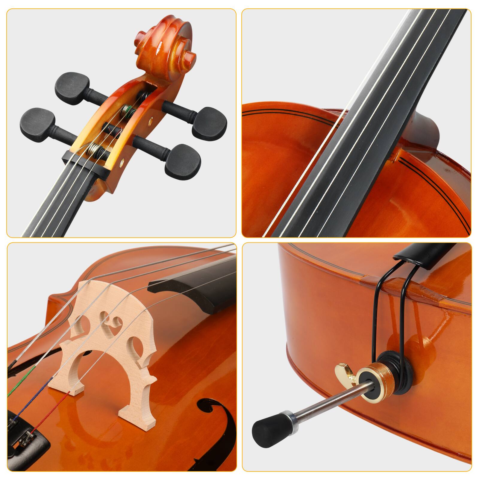 Alt View 1. Winado - 3/4 Violin, Full Size Acoustic Fiddle, Matte Finish Beginner Kit with Hard Case, Bow, Rosin, Shoulder Rest, Bridge.