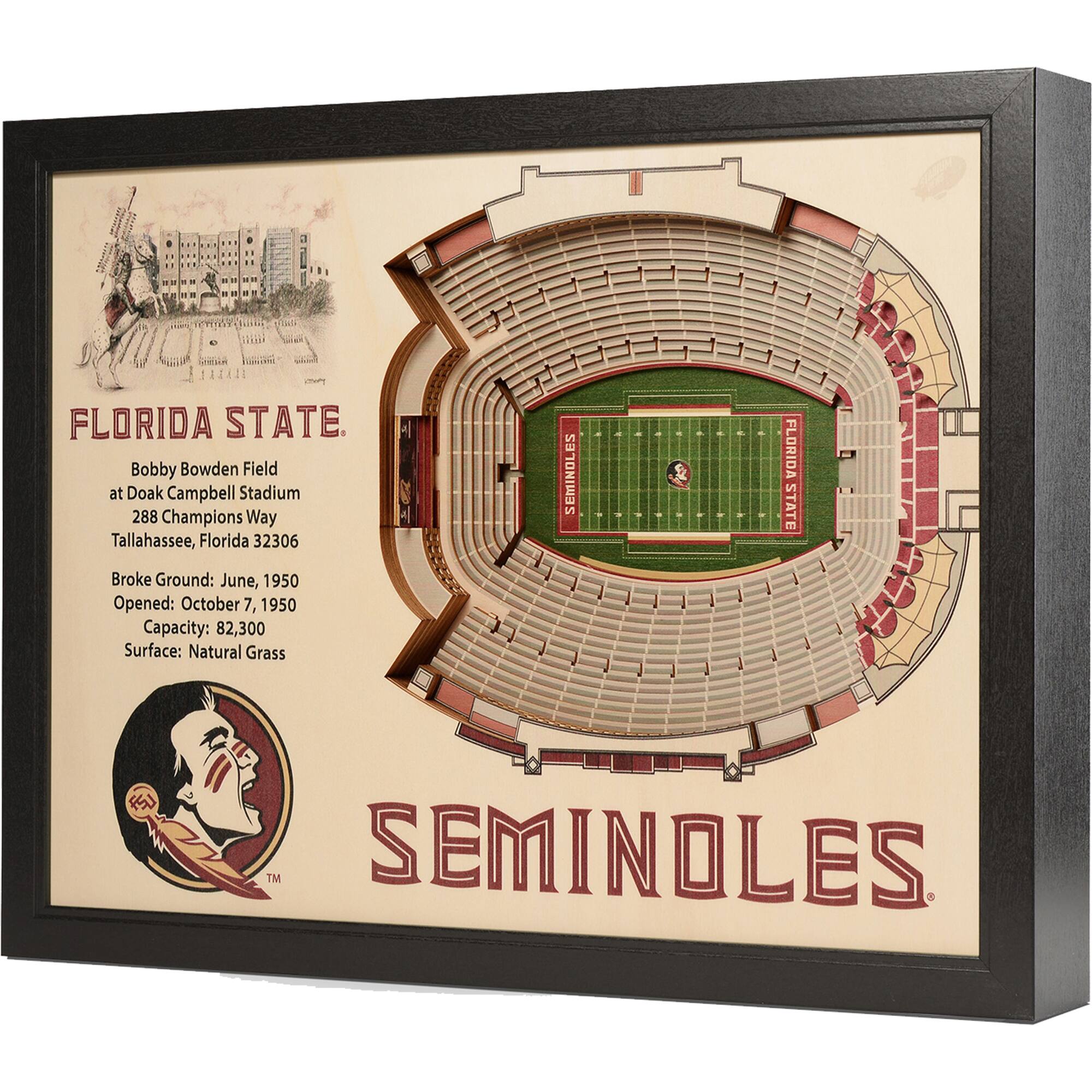 "YouTheFan - Florida State Seminoles 25.5"" x 19.5"" Doak Campbell Stadium Stadium Views Wall Art - Multicolor" price history on PriceWatchPro