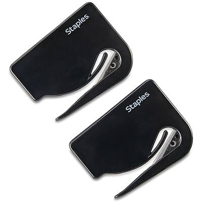Staples - Concealed Blade Letter Opener, 2/Pack - Black