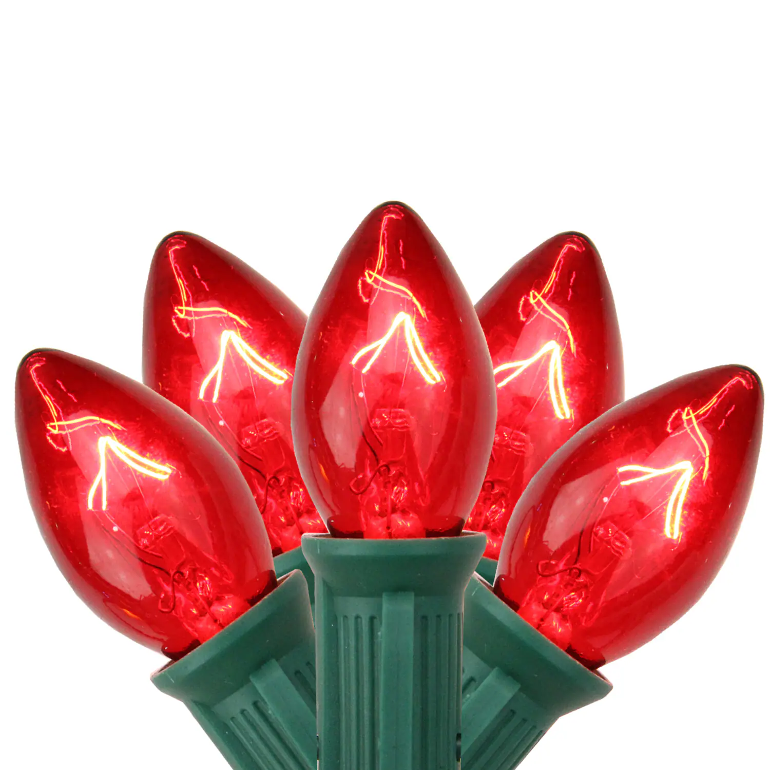 Front. Northlight - C7 Christmas String Lights - Red - 24' Green Wire - 25ct - Red.