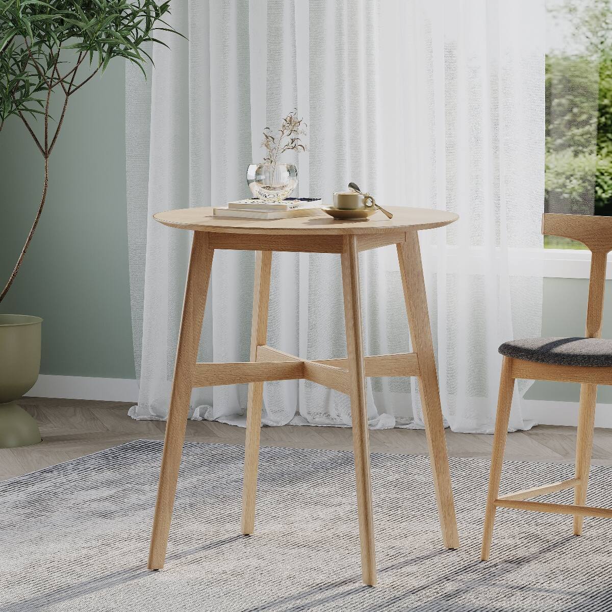Loheer Round Counter Height Dining Table, 35.4 Inch Indoor Table ...