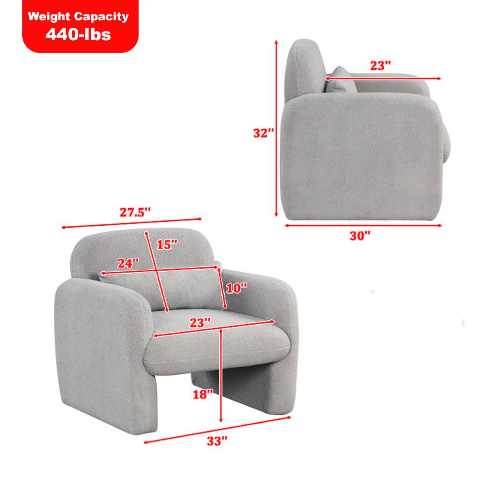 Weight Capacity: 440-lbs

Dimensions:
- 32" (height)
- 30" (width)
- 27.5" (depth)
- 23" (seat height)
- 15" (seat depth)
- 24" (arm height)
- 10" (arm width)
- 23" (back height)
- 18" (back width)
- 33" (overall width)