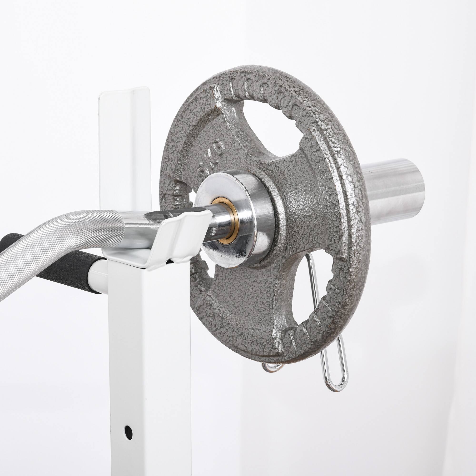 Alt View 8. Soozier - Multi-Exercise Full-Body Weight Rack with Bench Press, Leg Extension, Chest Fly Resistance Band & Preacher Curl - White, Brown.