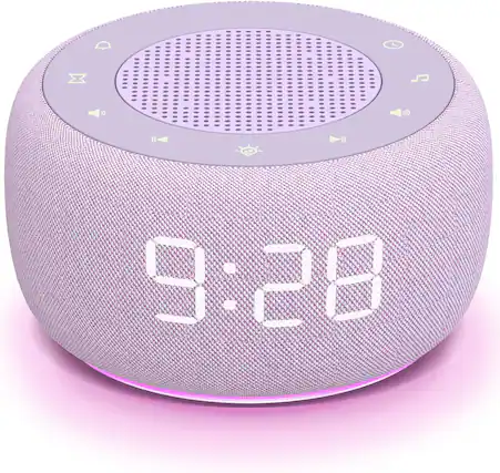 Front. FINEAK - Sound Machine & Alarm Clock 2-in-1, Precise 30-Level Volume White Noise Machine - Purple.