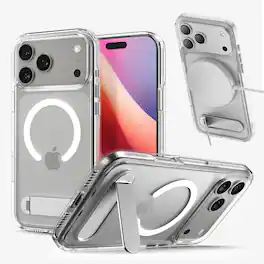 UUCOVER - Magnetic Case For Apple iPhone 18 Pro Max with Rotating Metal Kickstand, Compatible with Magsafe Shockproof Cover - Clear
