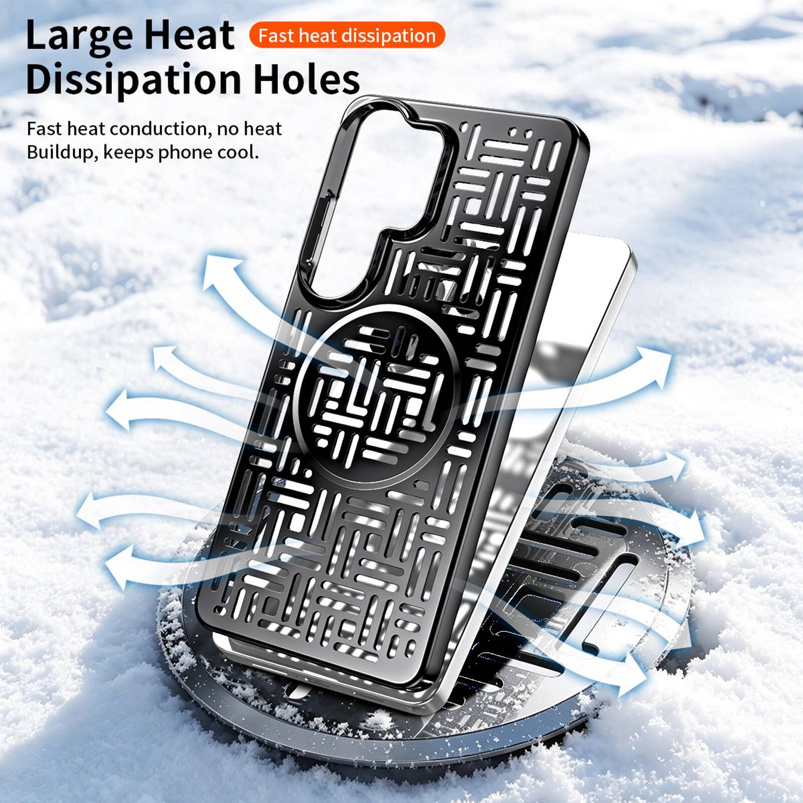 Large Heat Dissipation Holes  
Fast heat dissipation  
Fast heat conduction, no heat buildup, keeps phone cool.