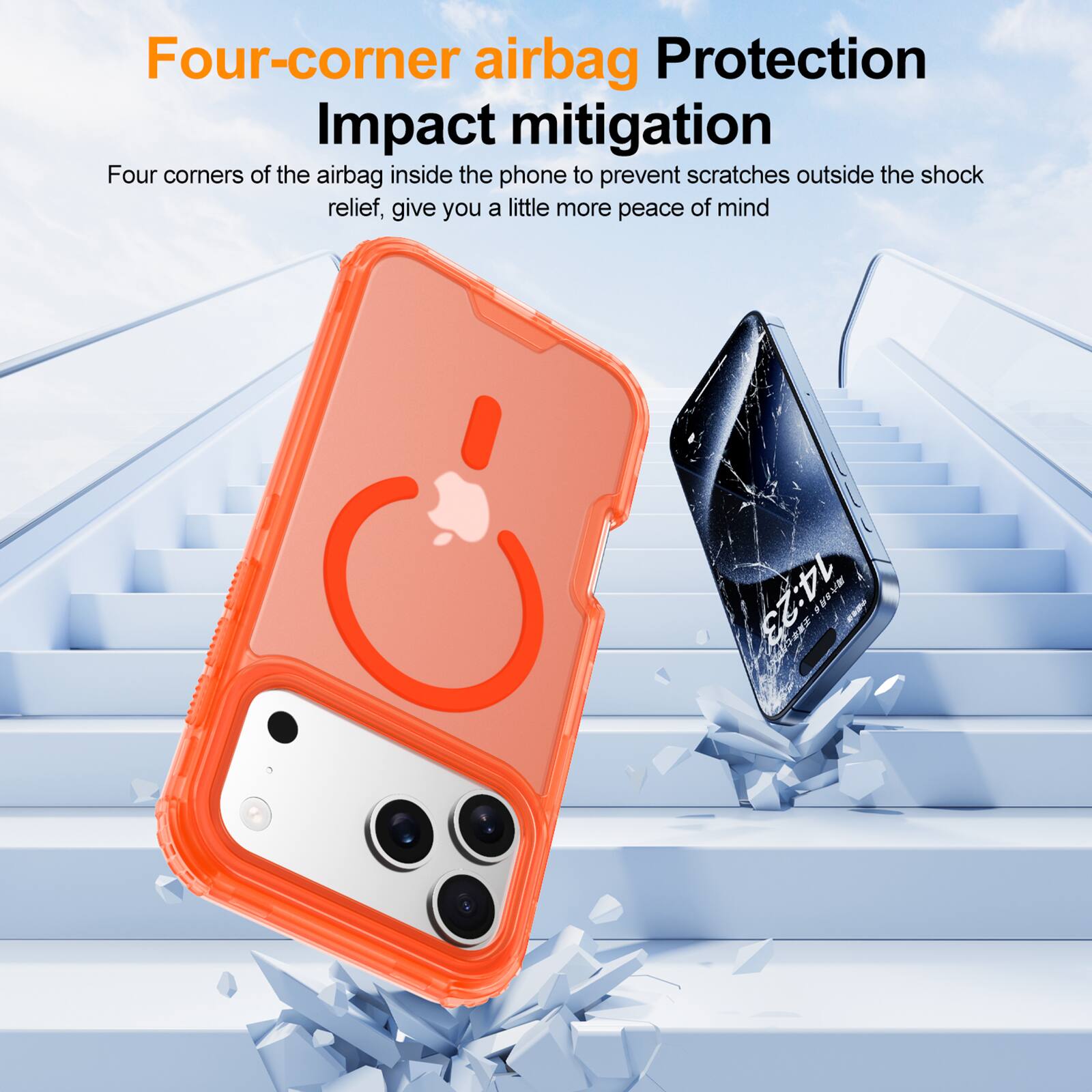 Four-corner airbag Protection  
Impact mitigation  

Four corners of the airbag inside the phone to prevent scratches outside the shock relief, give you a little more peace of mind
