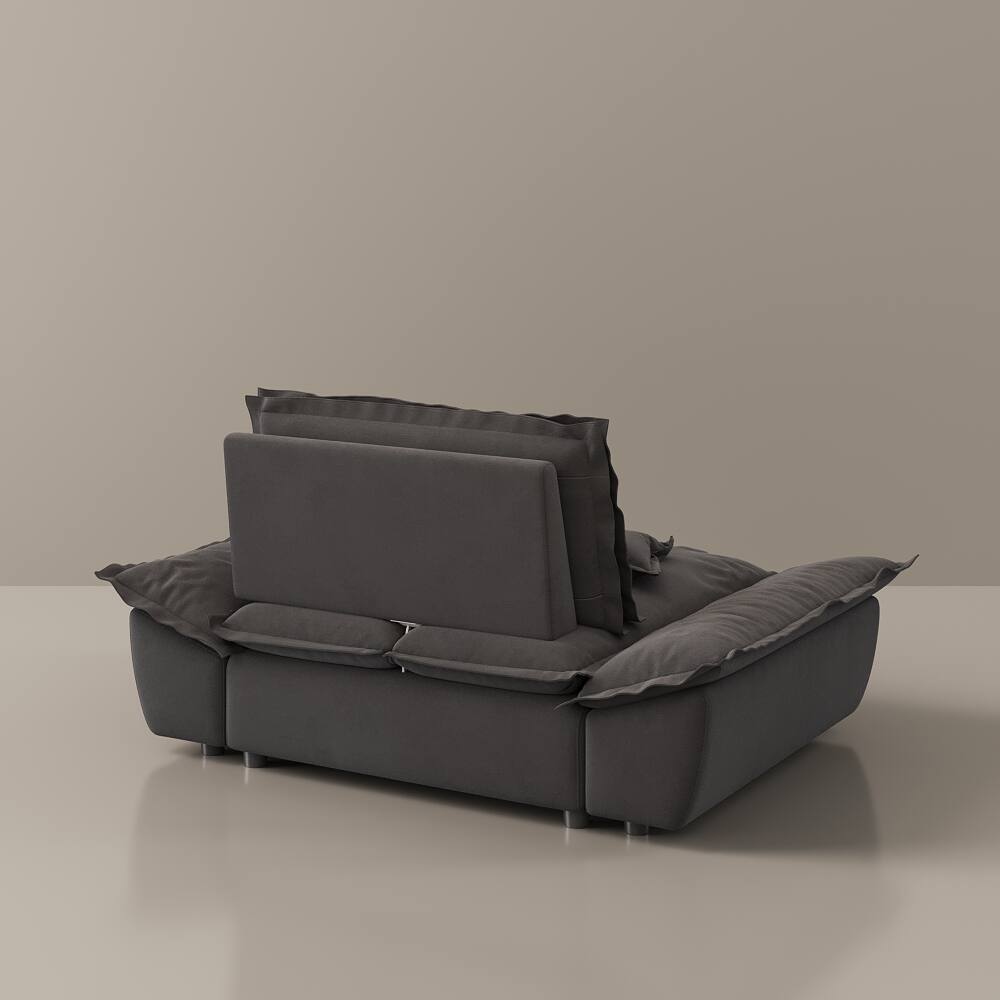 Alt View 9. POVISON - 63.39" Modern Gray Pet-Friendly Single Sofa Chair with Adjustable Backrest - Gray Suede Fabric.