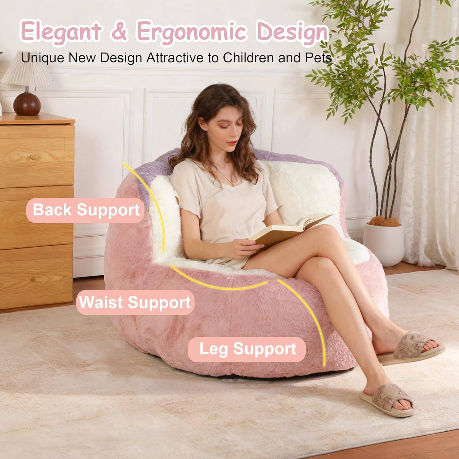 Elegant & Ergonomic Design  
Unique New Design Attractive to Children and Pets  

Back Support  
Waist Support  
Leg Support