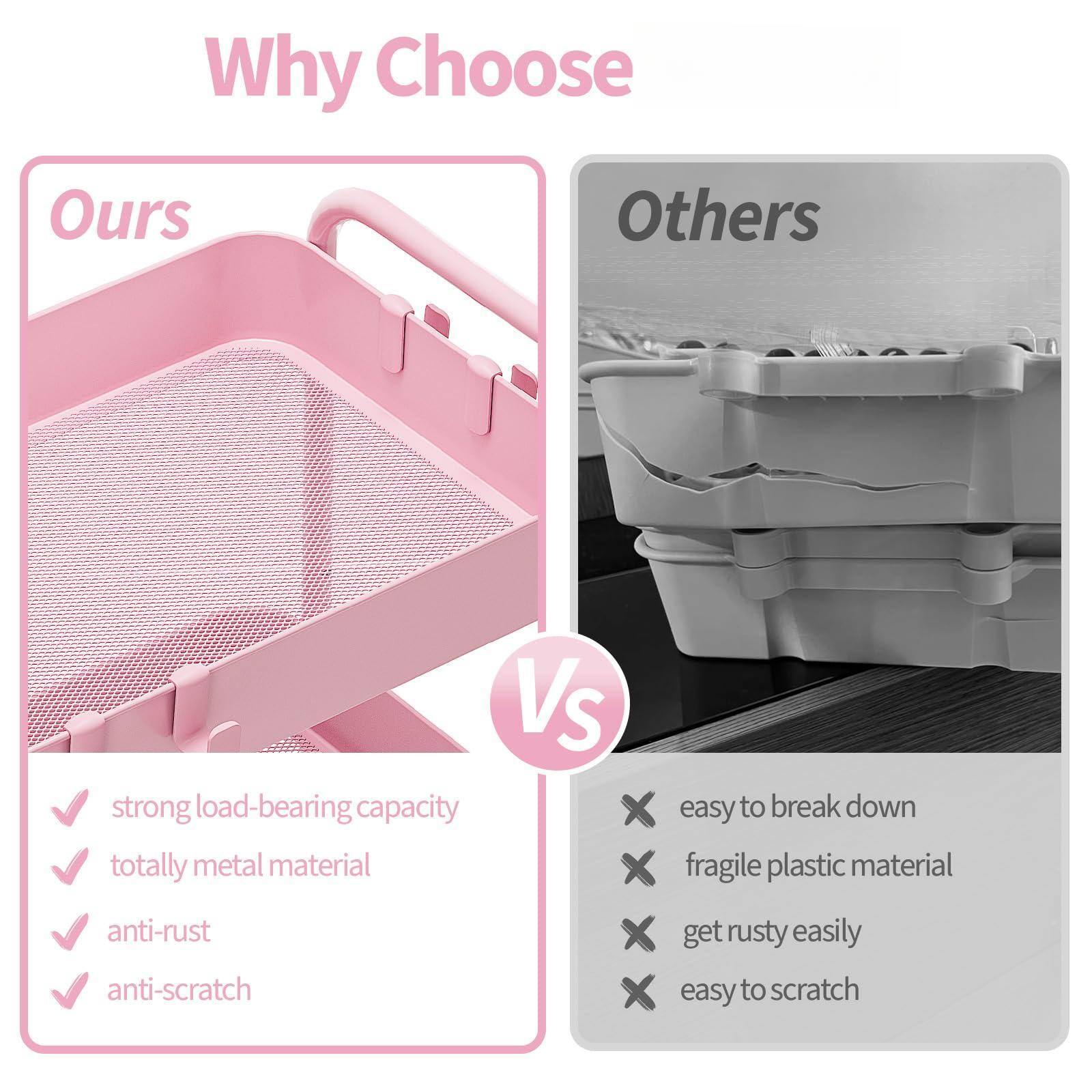 Why Choose

Ours

- strong load-bearing capacity
- totally metal material
- anti-rust
- anti-scratch

Others

- easy to break down
- fragile plastic material
- get rusty easily
- easy to scratch