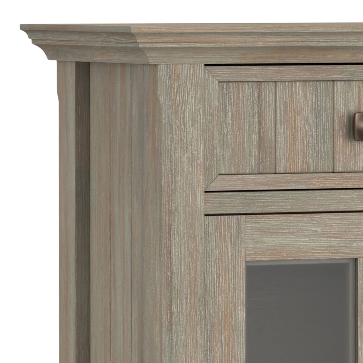 Alt View 5. Simpli Home - Acadian Solid Wood 48 inch Wide Storage Bench and 36 inch Wide Storage Cabinet in Distressed Grey - Distressed Grey.