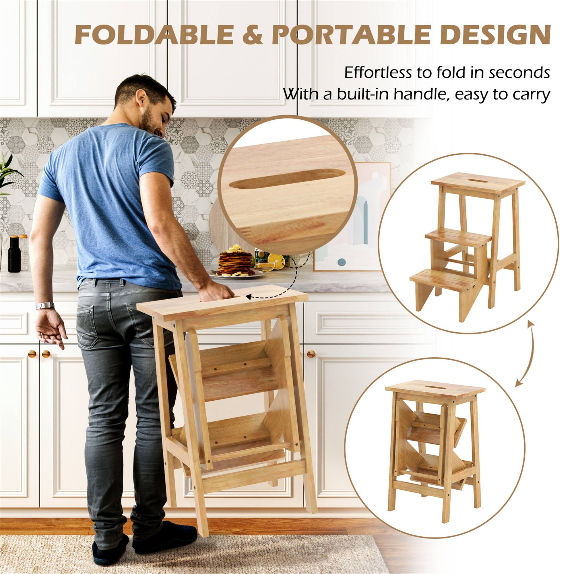 FOLDABLE & PORTABLE DESIGN  
Effortless to fold in seconds  
With a built-in handle, easy to carry