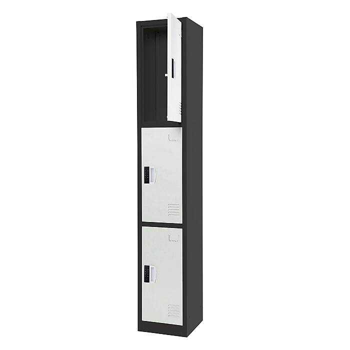 Alt View 1. AdirOffice - Storage Locker 629-Series 72" H 3-Tier Steel Compartment Digital Lock Locker - Black Bidy/White Doors.