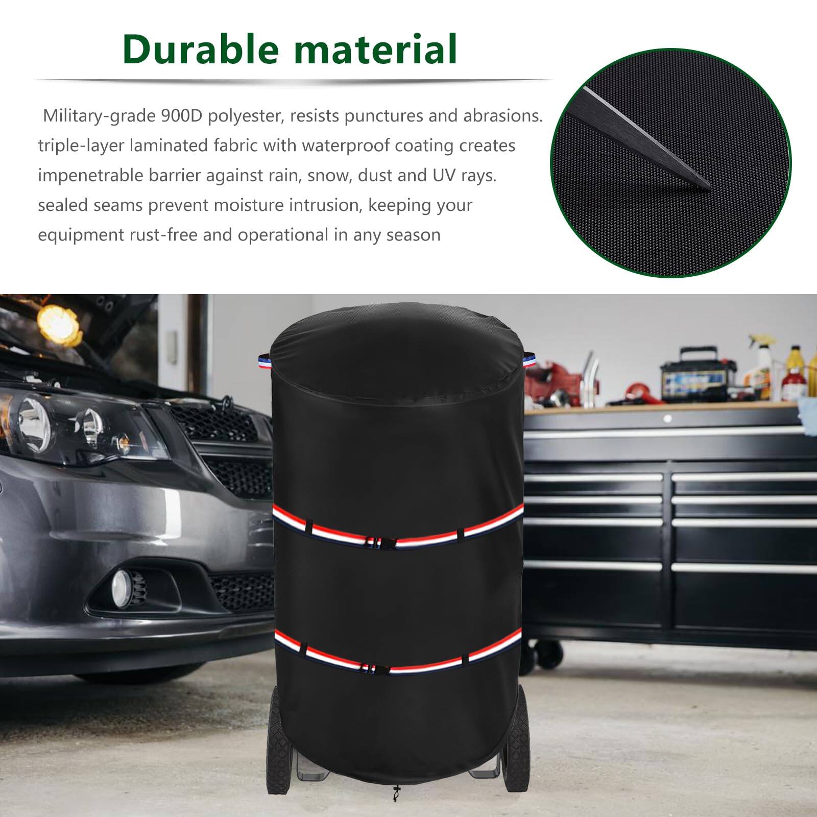 Durable material

Military-grade 900D polyester, resists punctures and abrasions. Triple-layer laminated fabric with waterproof coating creates an impenetrable barrier against rain, snow, dust, and UV rays. Sealed seams prevent moisture intrusion, keeping your equipment rust-free and operational in any season.