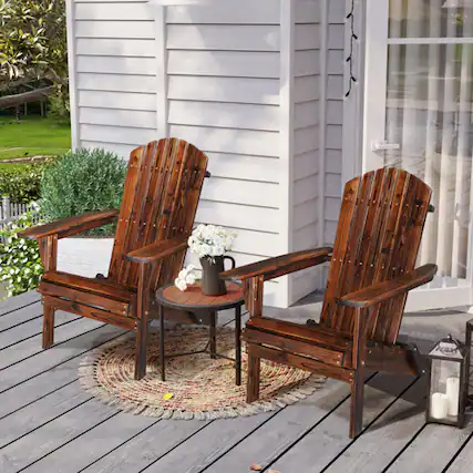 Front. Winado - 2PCS Portable Wooden Adirondack Chair Folding Patio Fire Pit Lounge Armchair Furniture for Indoor Outdoor Beach Poolside - Carbonized.