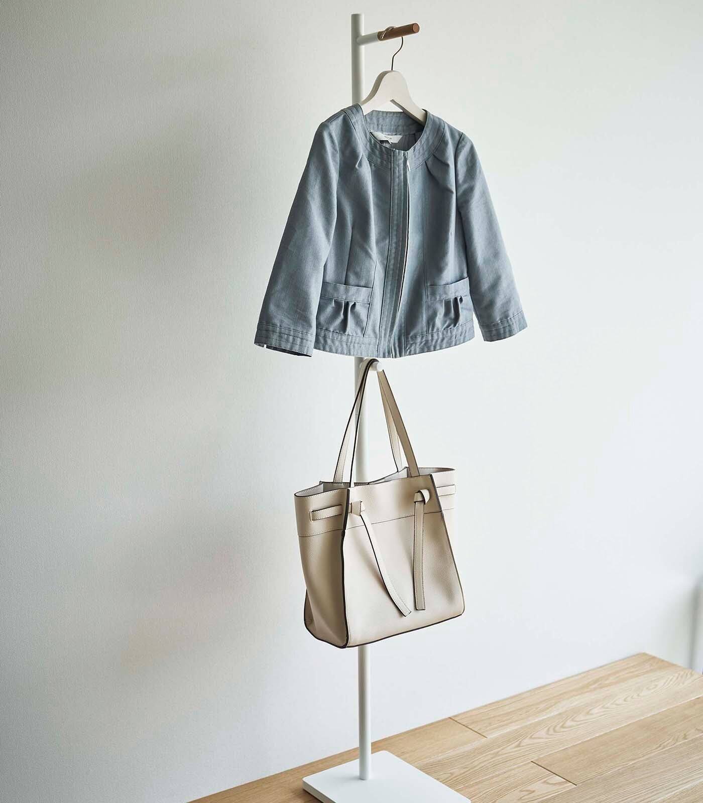 Alt View 4. Yamazaki Home - Coat Rack (63.98" H)  - Steel + Wood - White.