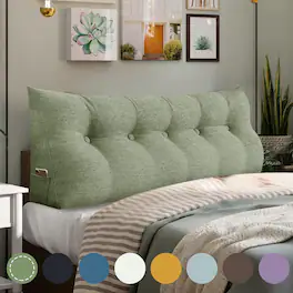 wowmax - Wedge Pillow Headboard for Queen - Sage Support Pillow with Washable Cover - Green