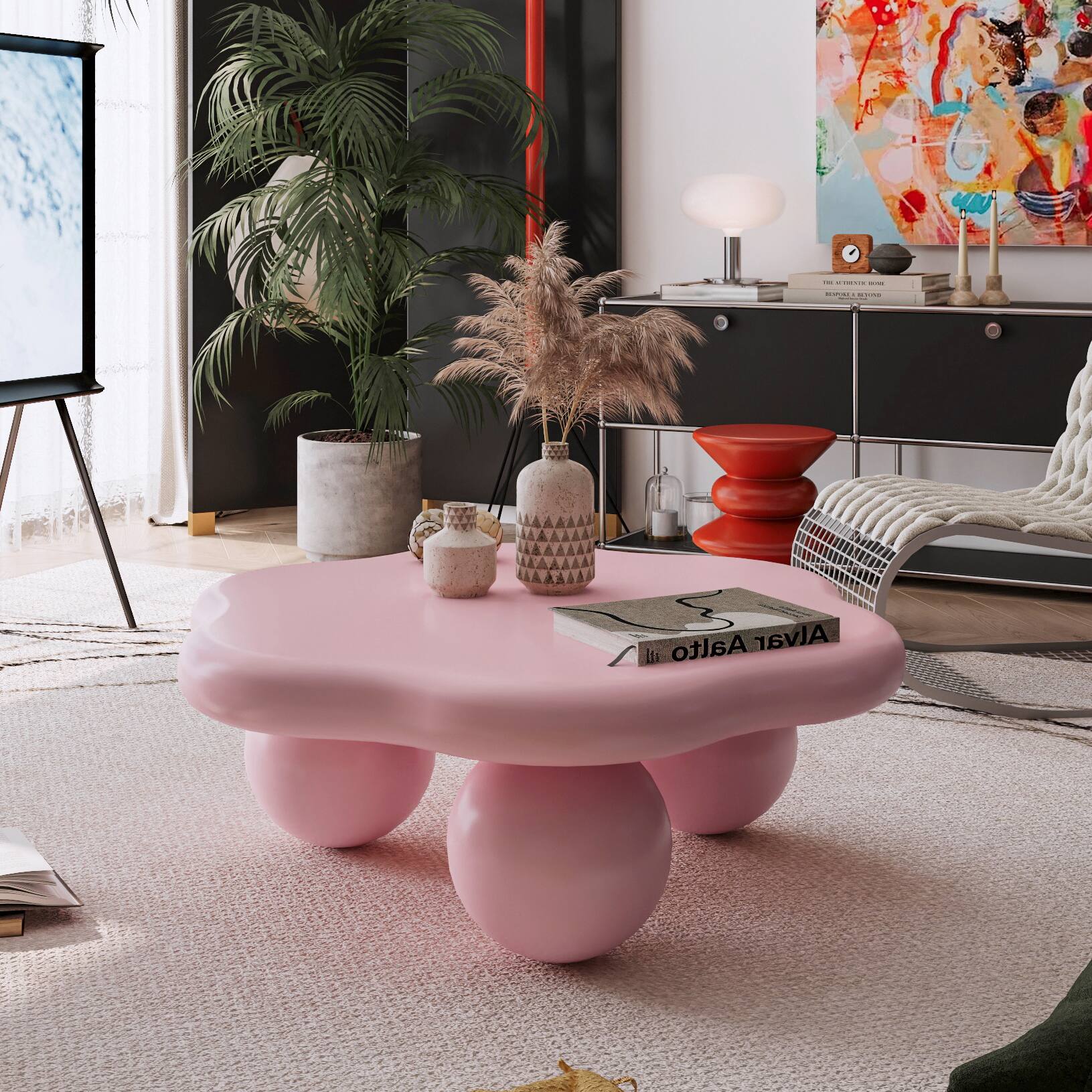 Loheer 35 Inch Cloud Shaped Coffee Table Modern Minimalist Petal Living ...