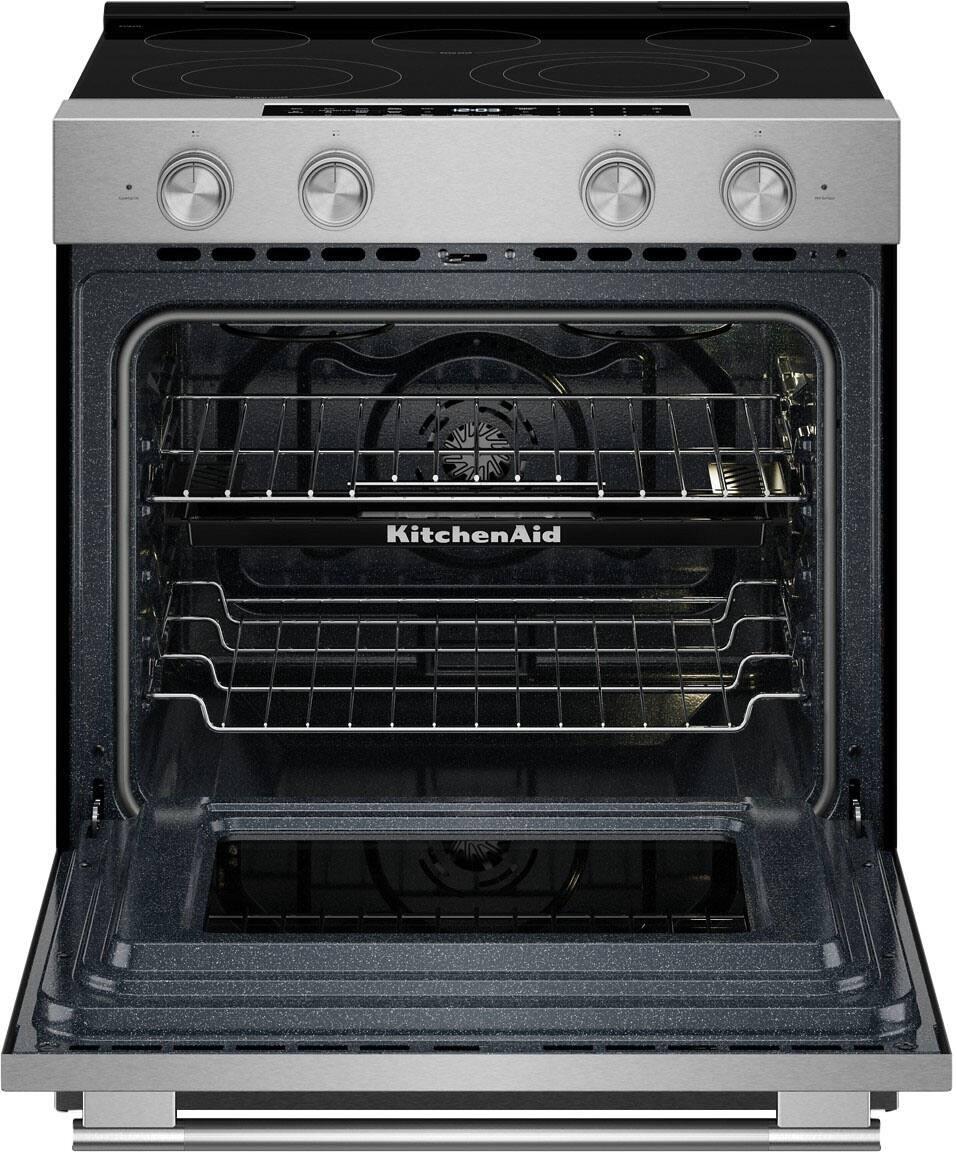 Alt View 2. KitchenAid - 5.3 Cu. Ft. Smart Slide-In Electric Range with Two Even-Heat Hyper Elements and Convection Cooking Modes - Fingerprint Resistant Stainless Steel.