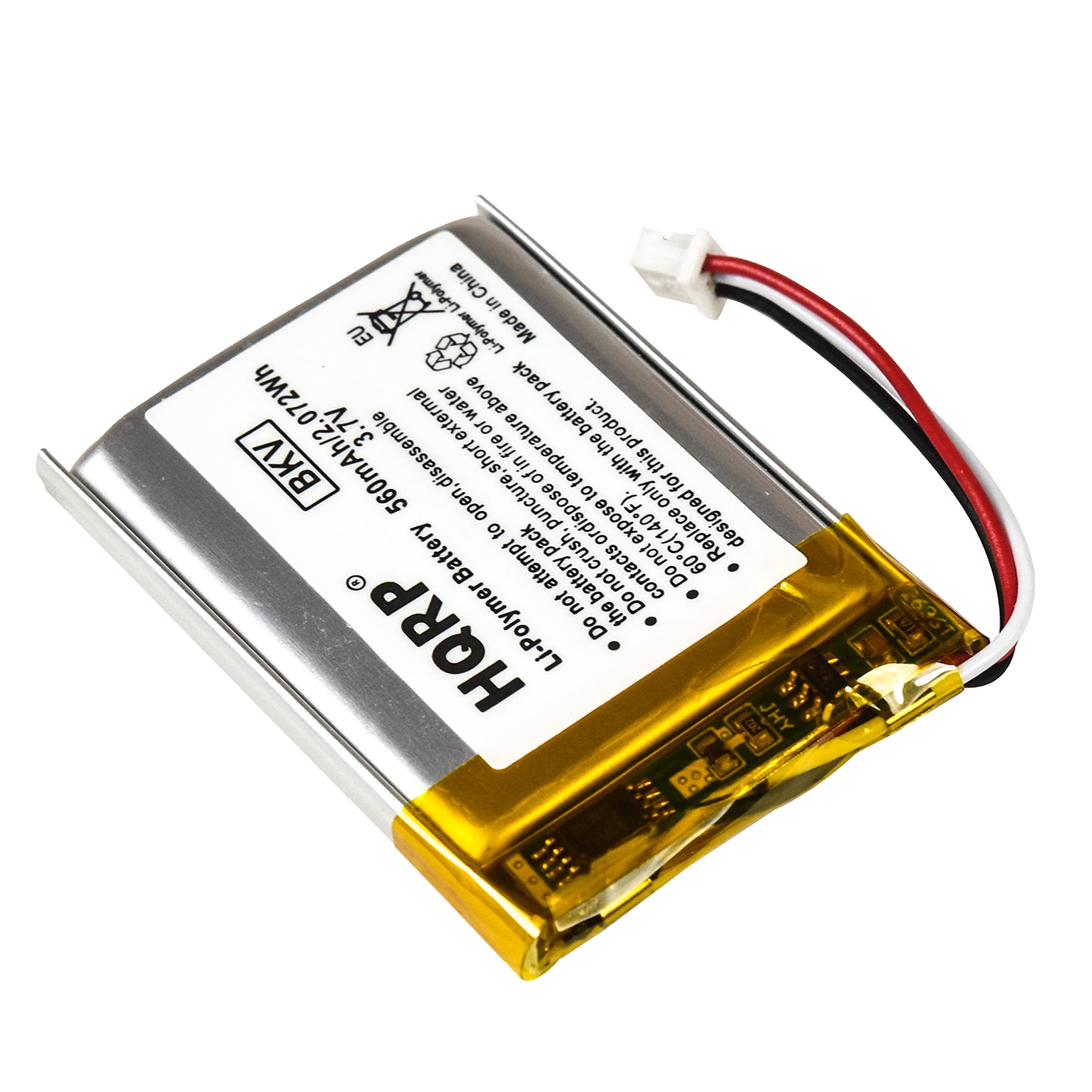 Li-Polymer China in EU Li-Polymer Made 072Wh above pack .7V external water battery product. 3.7V disassemble short fire temperature the BKV 560mAh!2 in ofin with this to only for open to puncture or dispose expose C(140F). Designed Battery pack crush, not 60 O attempt battery not contacts Do not the Do HQRP Li-Polymer Do 202