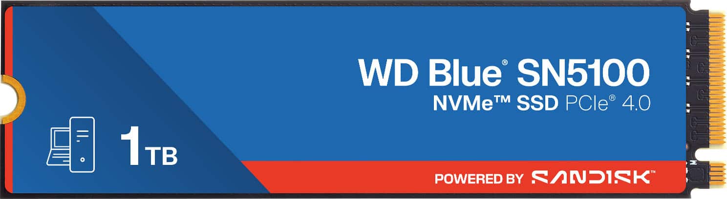 1 TB
WD Blue SN5100
NVMe™ SSD PCIe® 4.0
POWERED BY SANDISK