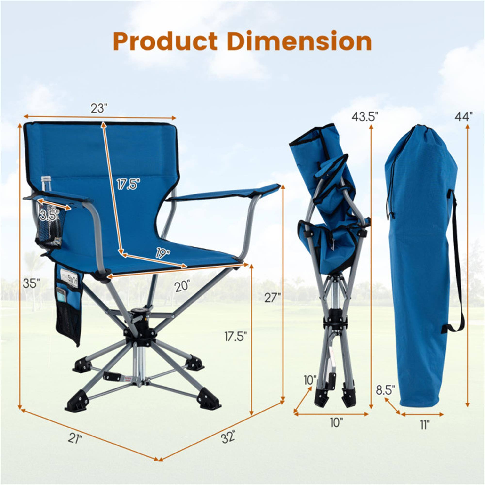 Product Dimension

- 23"
- 43.5"
- 44"
- 35"
- 20"
- 19"
- 27"
- 17.5"
- 21"
- 32"
- 10"
- 8.5"
- 11"
