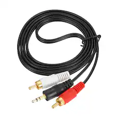 Front. Unique Bargains - Gold Plating TS3.5mm Male to 2RCA Jack Cable, Copper Core PVC Audio AUX Cable for TV/Amp/Speaker/Mobile - Black.