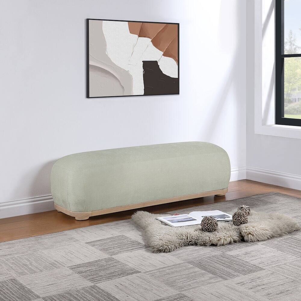 Alt View 1. Meridian Furniture - Calum Mint Chenille Fabric Bench - Blue.