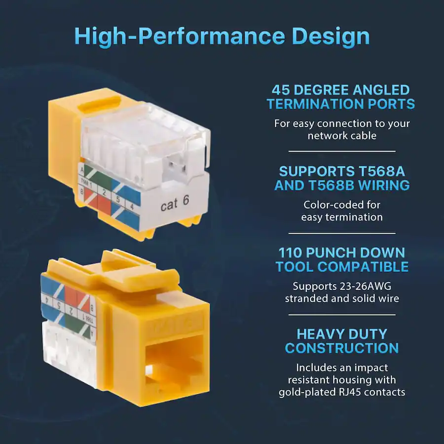 Cables Direct Online Cat6 45° Angled RJ45 Keystone Jack, 8P8C 110 Punch ...