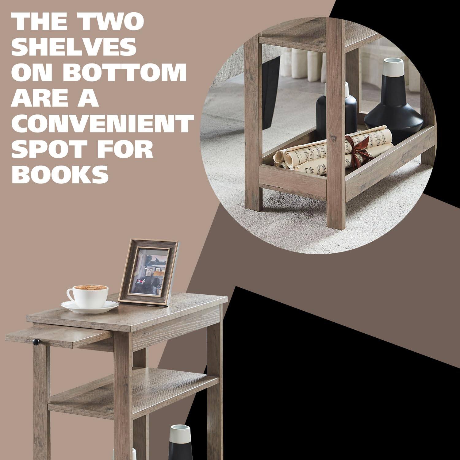 THE TWO SHELVES ON BOTTOM ARE A CONVENIENT SPOT FOR BOOKS