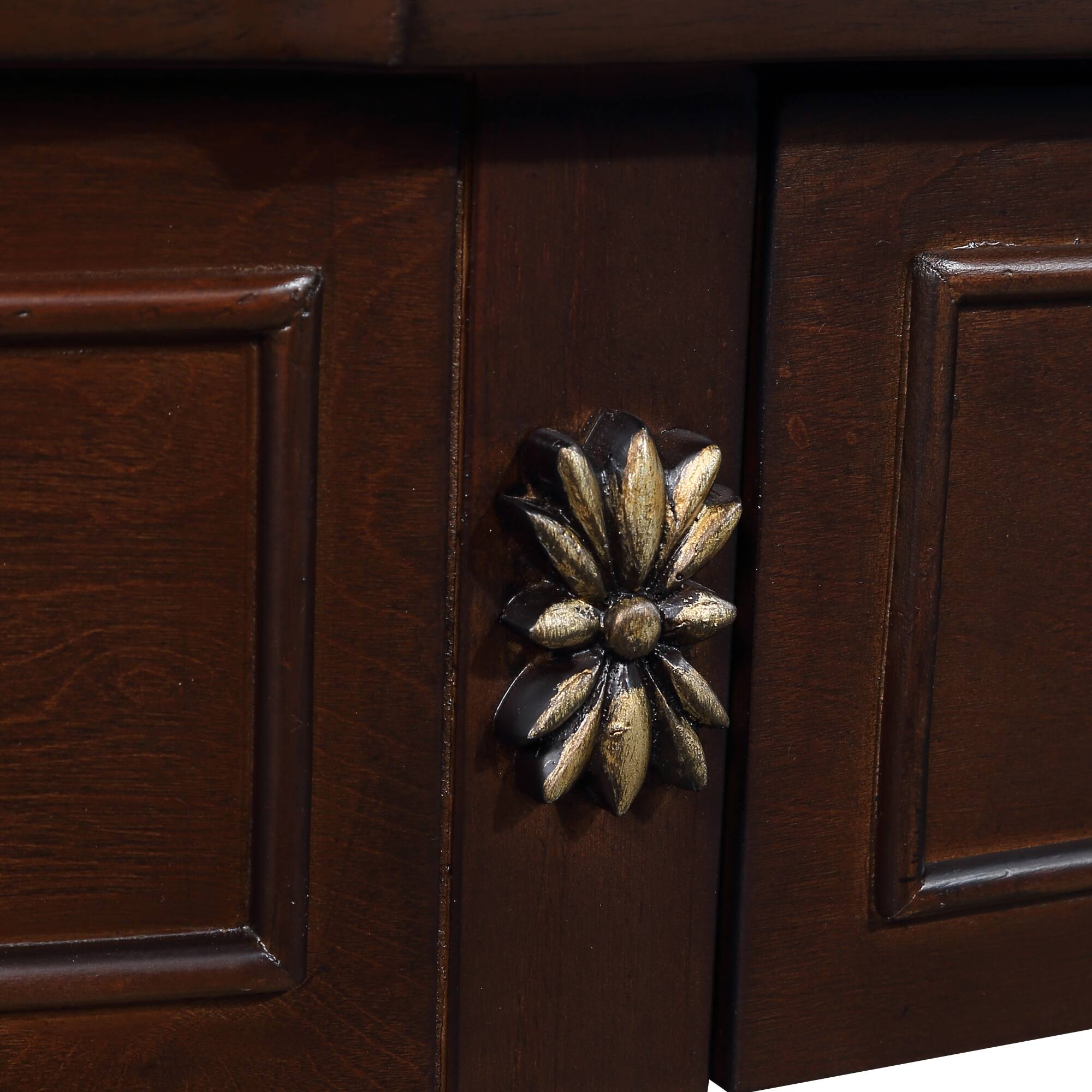 Alt View 10. GOODSILO - Retro Curved Wood Console Table with Open Shelf and Drawers Half Moon Sofa Table Solid Wood Entry Table - Espresso.