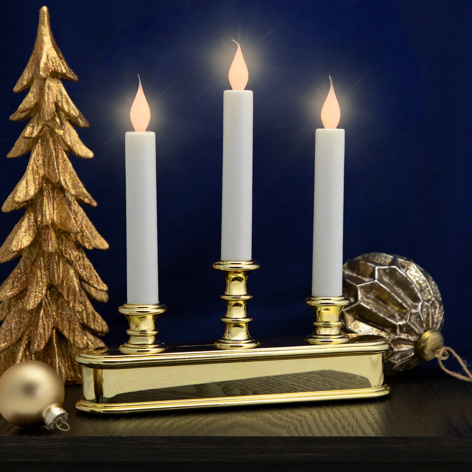 Northlight - LED 3-Light Candolier Window Candle - 10" - and Gold - White