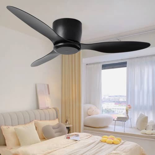 Front. Sofucor - 52'' Ceiling Fan No Light with Remote Modern Timer Ceiling Fan Noiseless Reversible DC for Patio Living Room Bedroom - Black.