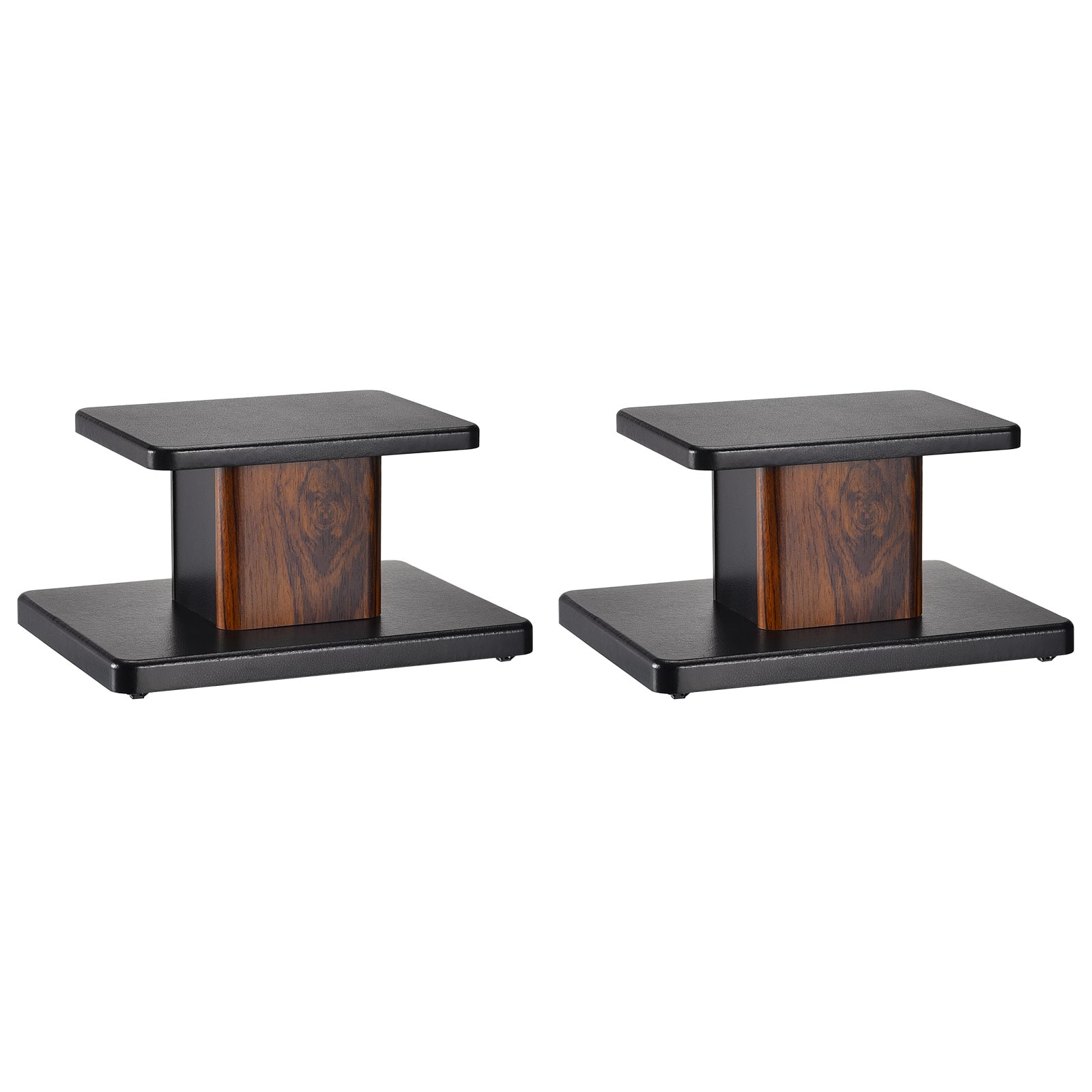 Unique Bargains - 2pcs Wood Speaker Stands with Hollow Bases, Provides Stable Tilted Support for Enhanced Bookshelf Speaker Sound - Black