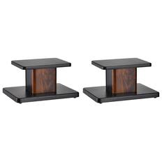Front. Unique Bargains - 2pcs Wood Speaker Stands with Hollow Bases, Provides Stable Tilted Support for Enhanced Bookshelf Speaker Sound - Black.