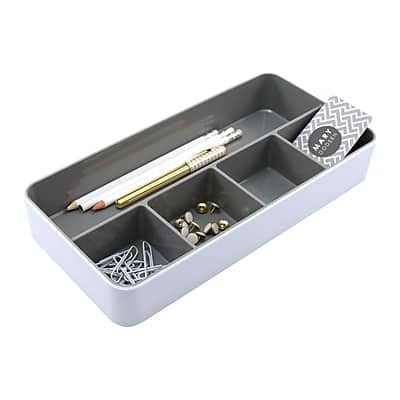 Fusion - 5-Compartment Plastic Accessory Holders/Gray - White/Grey