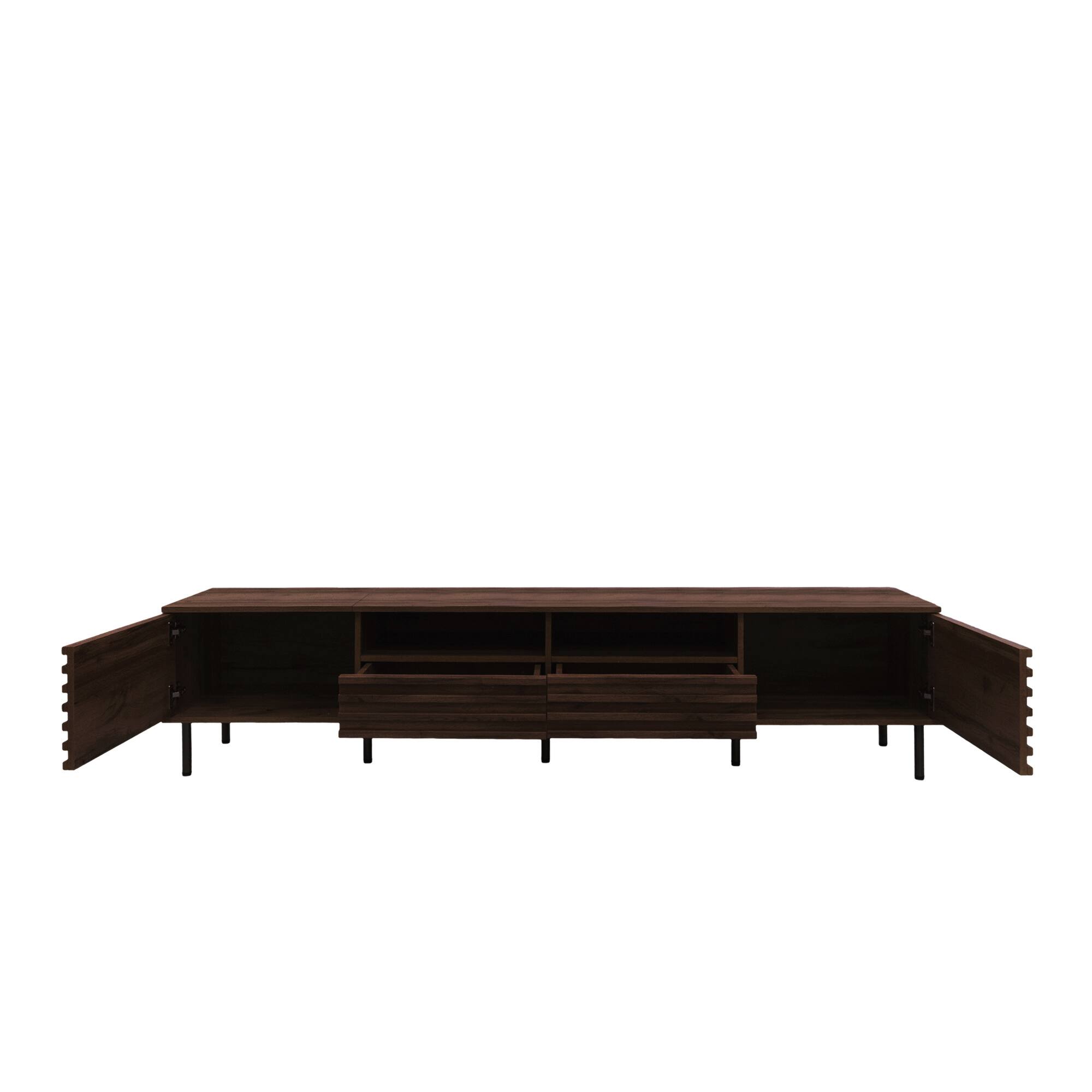 Back. Whisen - 78-Inch Modern TV Stand for TVs up to 85-Inch, Entertainment Center with Storage and Cable Management - Dark Brown.
