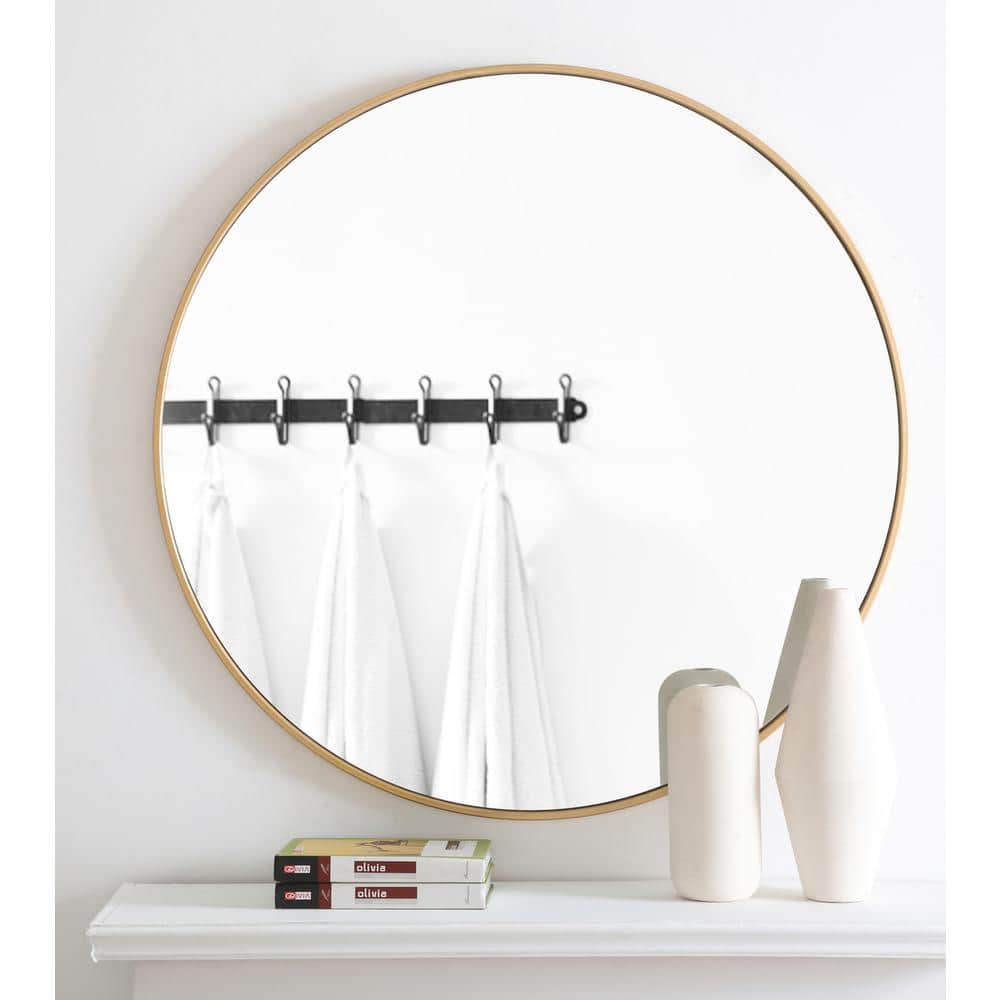 Elegant Decor - Metal frame Round Mirror 36 inch finish - Brass