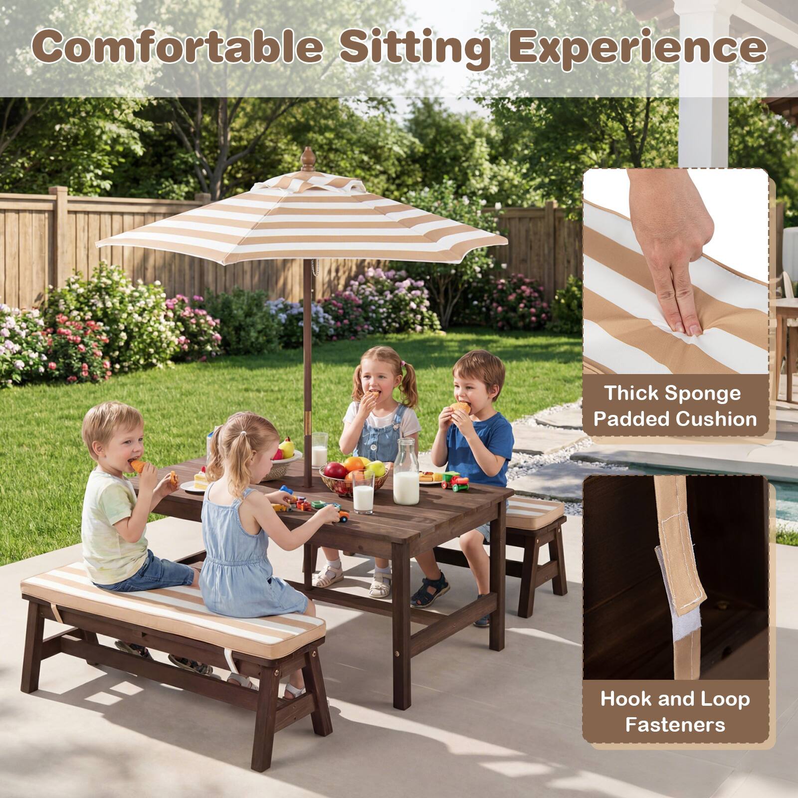 Comfortable Sitting Experience

- Thick Sponge Padded Cushion
- Hook and Loop Fasteners