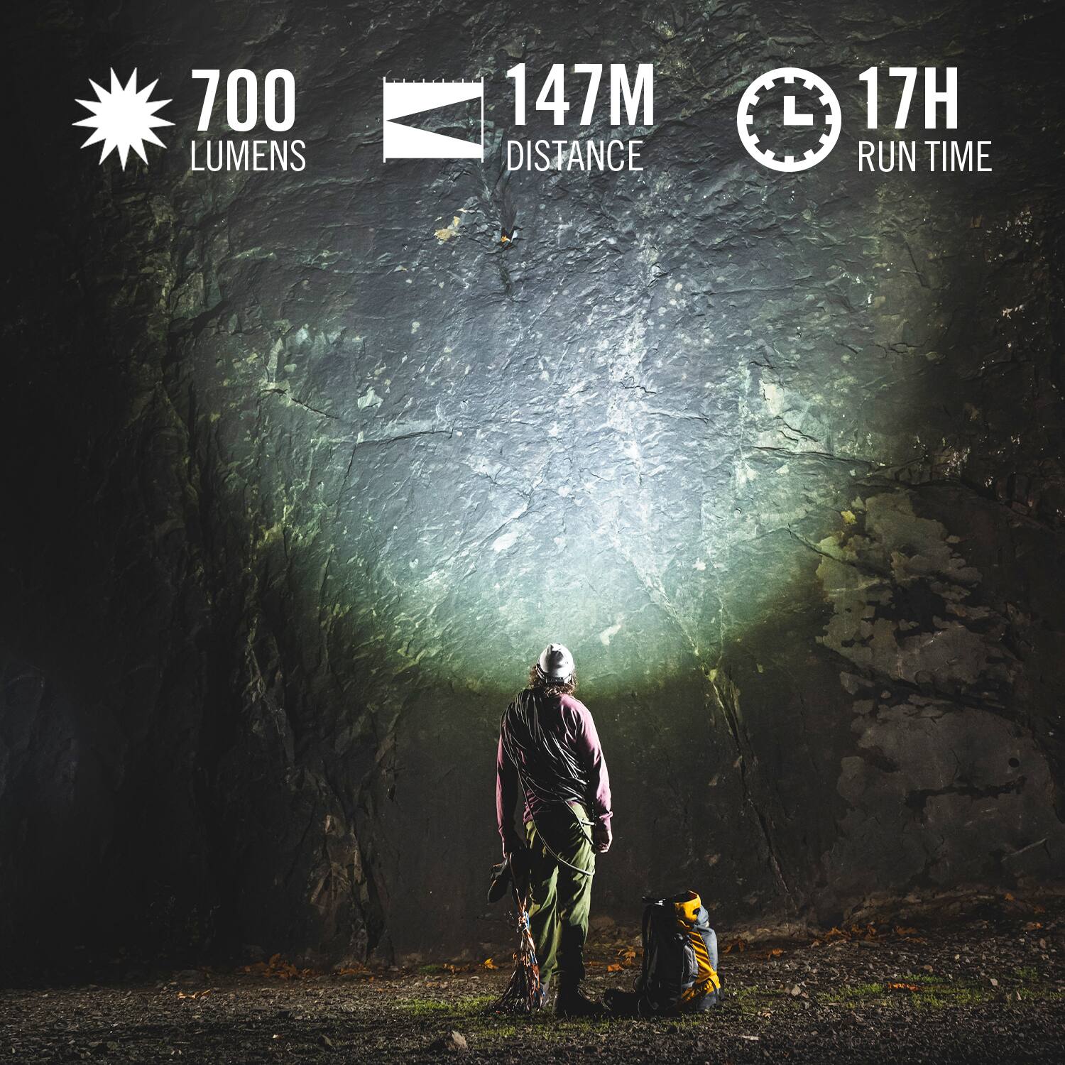 700 LUMENS  
147M DISTANCE  
17H RUN TIME