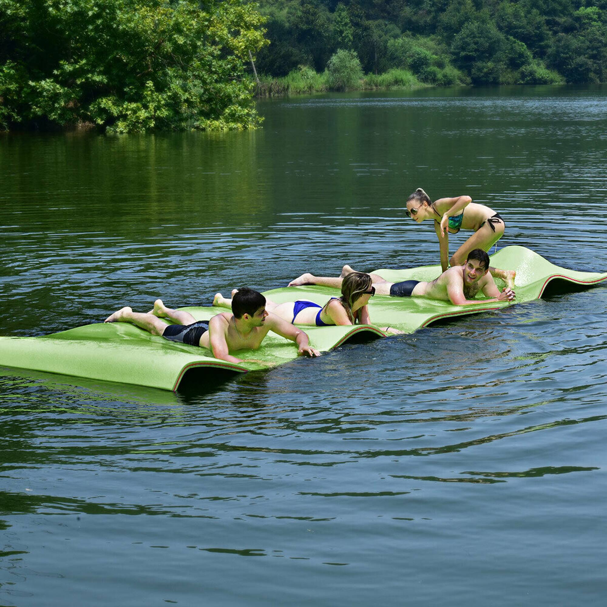 Alt View 3. Gymax - Gymax 12' x 6' Floating Water Pad Mat 3-Layer Foam Floating Island for Pool Lake Green - Green.