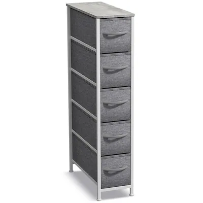 steel grey dresser VINGLI Fluted Dresser 6 Drawer Gray Dresser Wood with Rounded Edges, Grey Dressers for Bedroom, 46.8" W*15.5" D*31" H