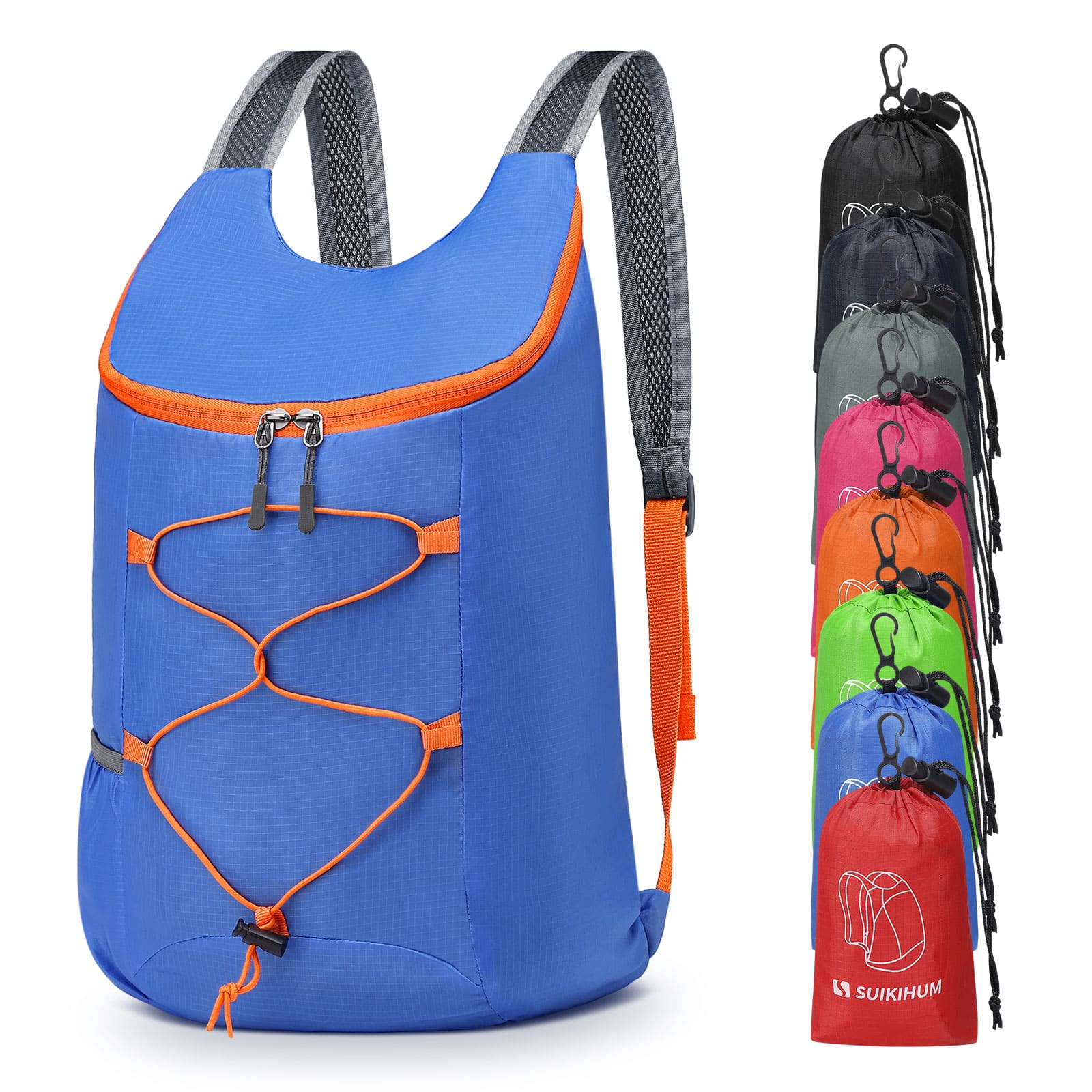 Unique Bargains - 20L Hiking-Daypack Lightweight Foldable Travel Packable Backpack for Camping Cycling Outdoor - Blue