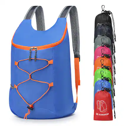 Front. Unique Bargains - 20L Hiking-Daypack Lightweight Foldable Travel Packable Backpack for Camping Cycling Outdoor - Blue.