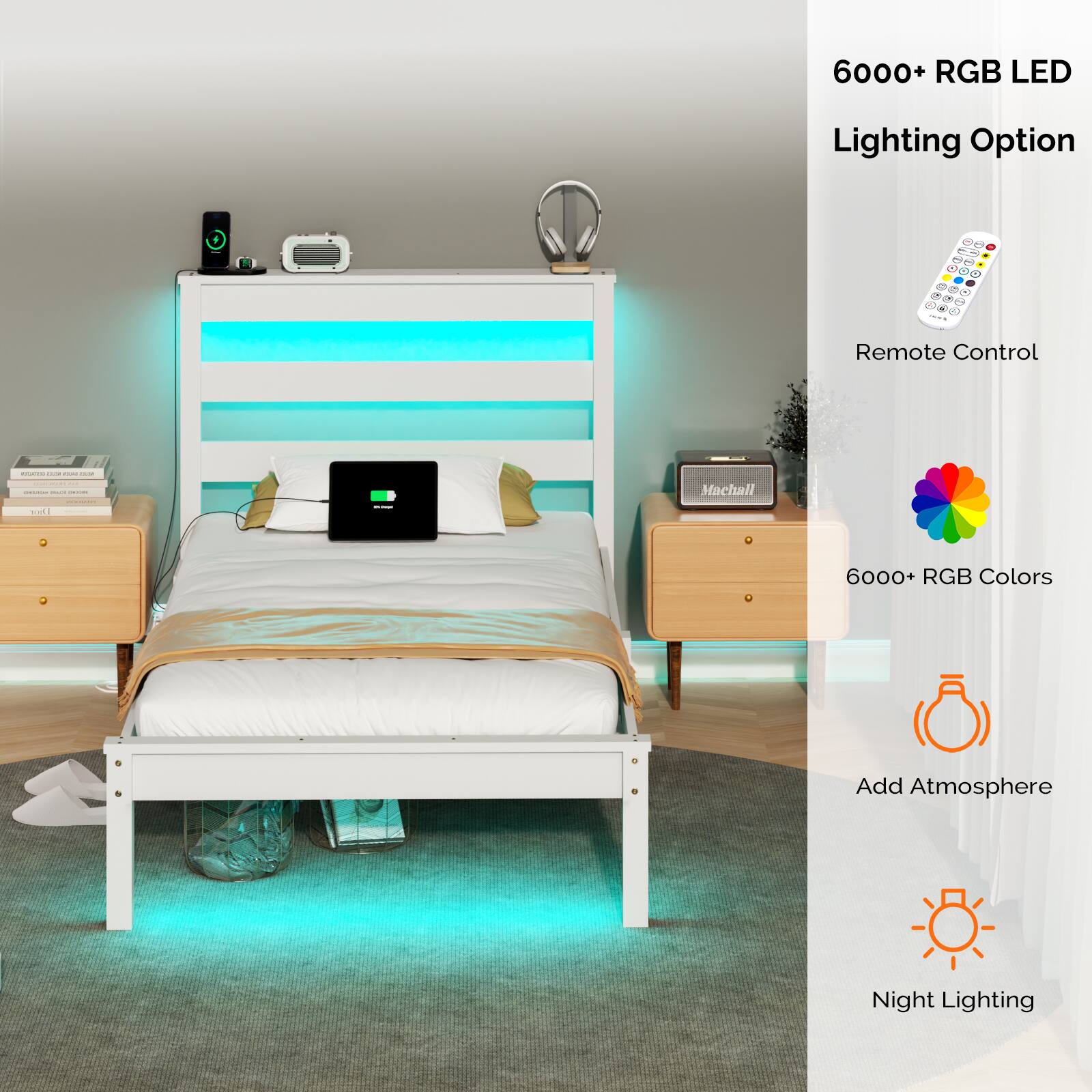 6000+ RGB LED Lighting Option  
- Remote Control  
- 6000+ RGB Colors  
- Add Atmosphere  
- Night Lighting