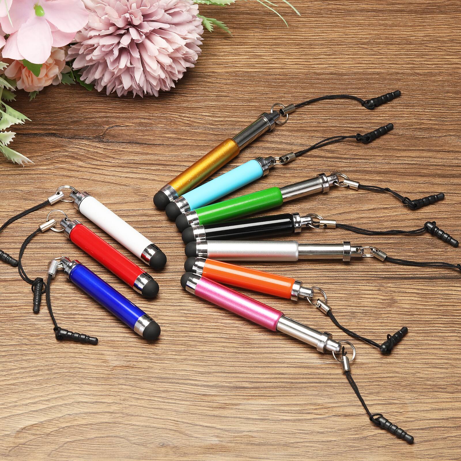 Alt View 4. Unique Bargains - 5pcs Metallic Stylus Pen Retractable Aluminum Alloy Mini Capacitive Pens for Universal All Touch Screen Devices - Rose Red.
