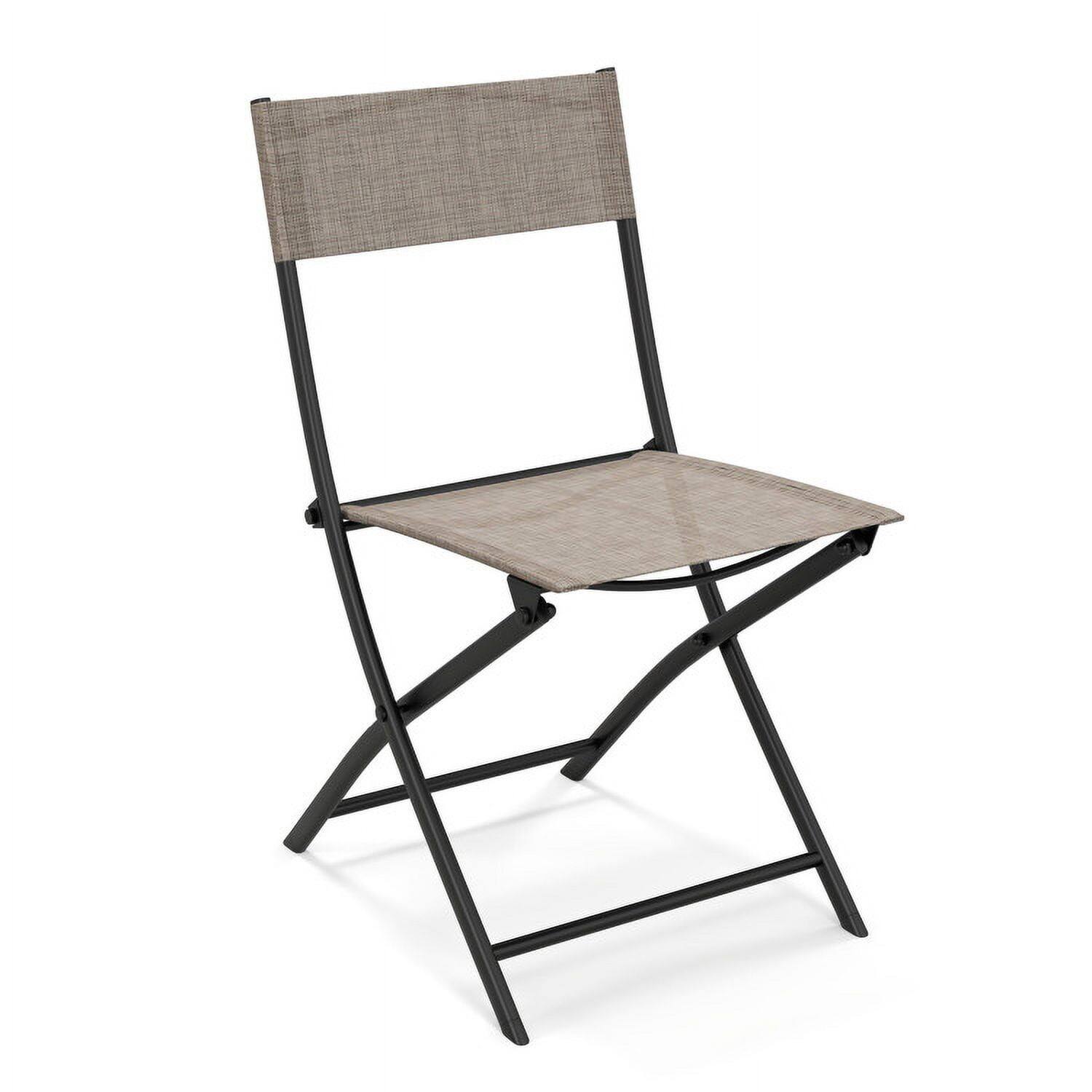 Back. Kadyn - Patio Folding Chairs Set of 4 Lightweight Camping Chairs with Breathable Seat, Outdoor Dining Chair for Outside-Brown - Brown.