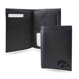 Rico Industries - Iowa Hawkeyes Black Leather Traveling Bilfold Wallet w/ RFID Blocking- 14 total slots/pockets - Multi